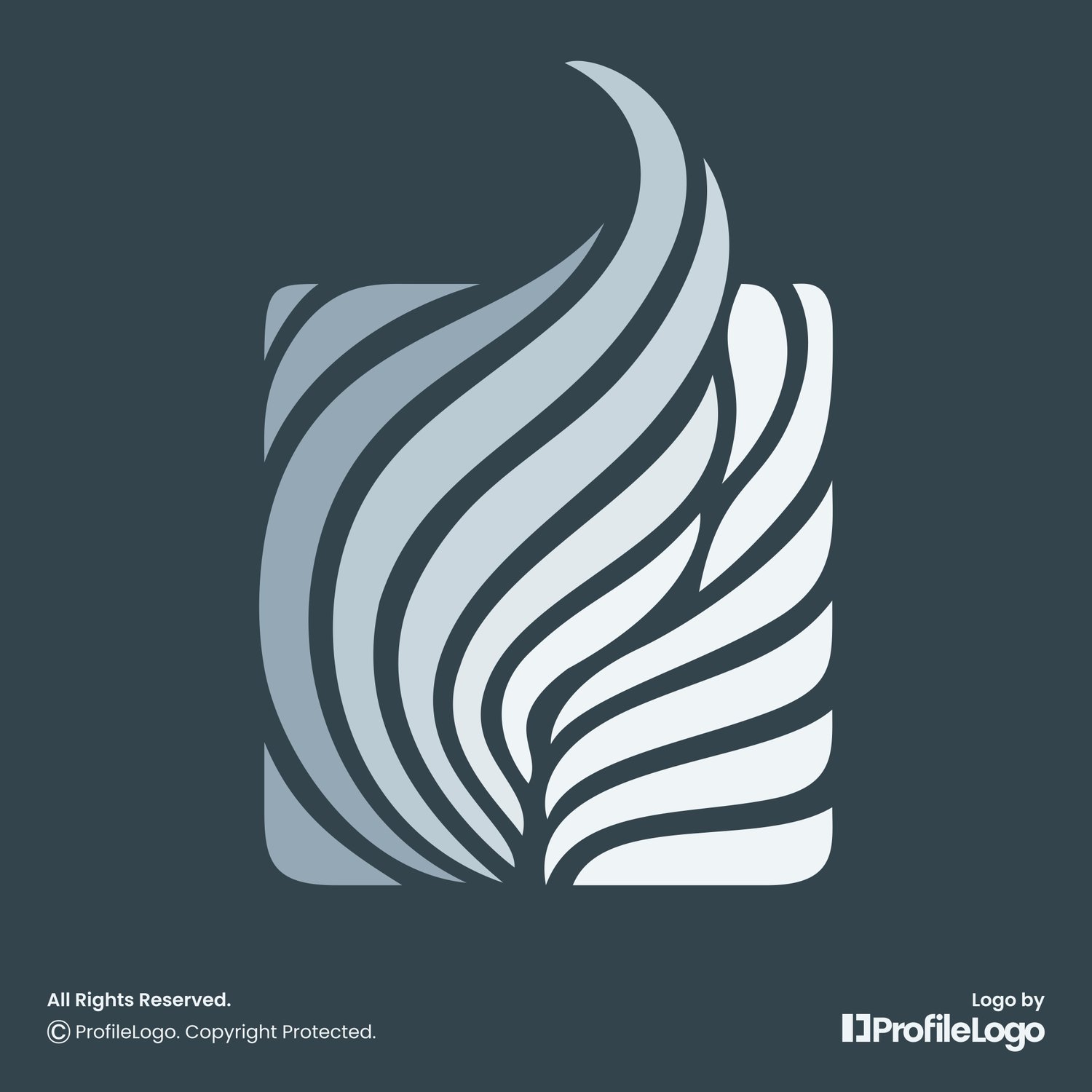Swoosh line bird wing logo for sale by ProfileLogo with dark blue background
