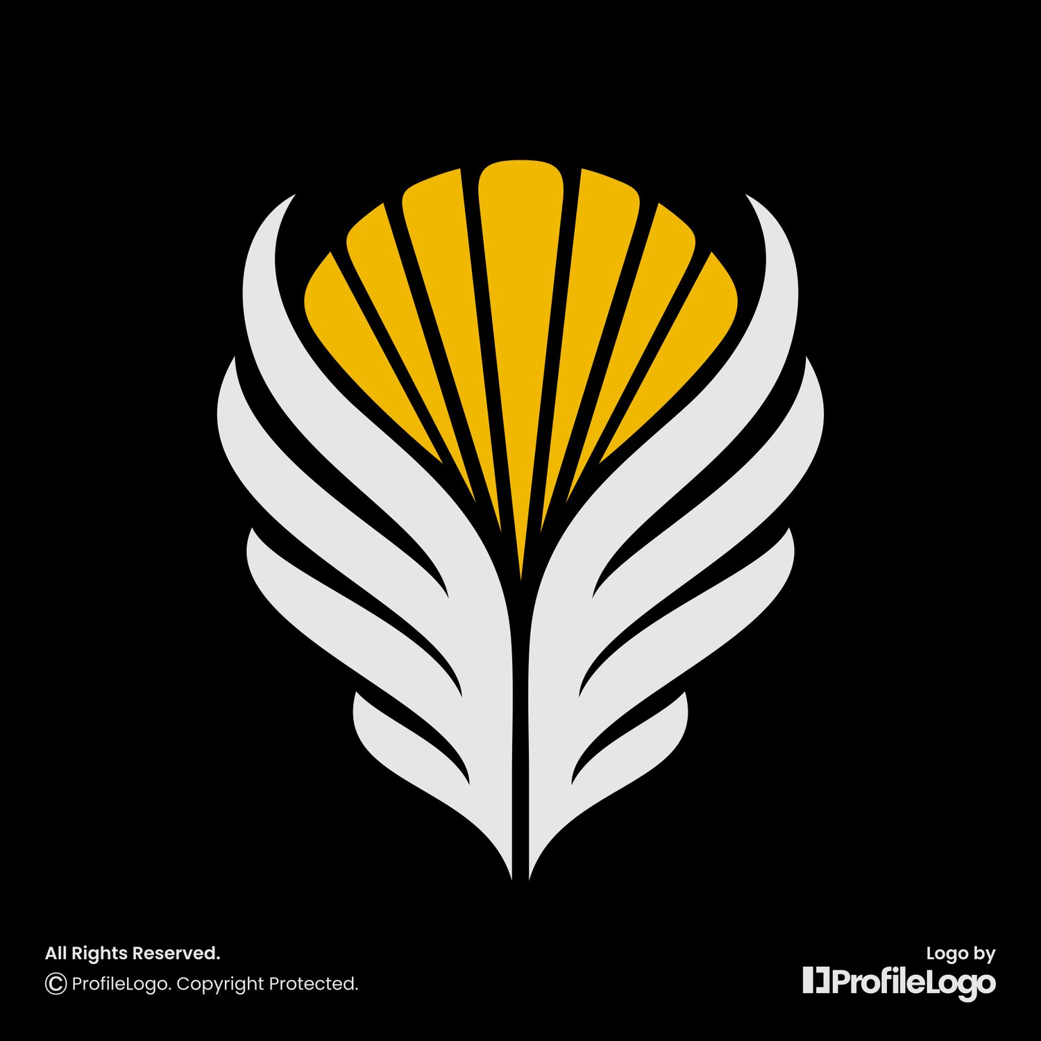 Sporty sun bird wing logo for sale by ProfileLogo with black background