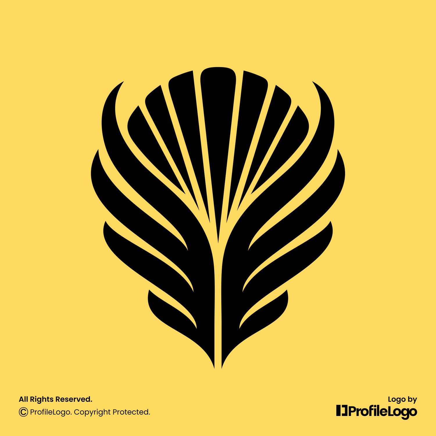 Sporty sun bird wing logo for sale by ProfileLogo with yellow background