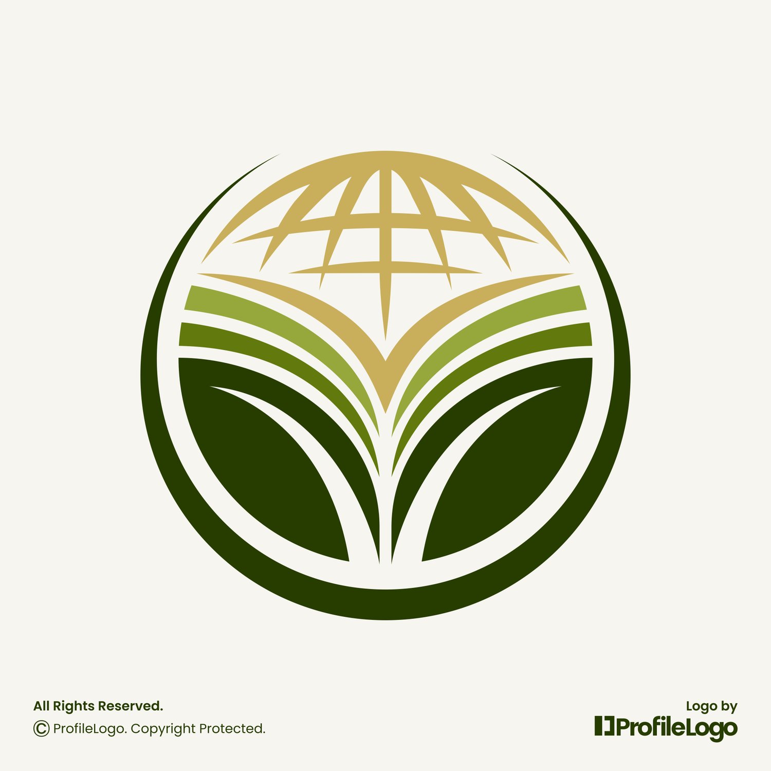 Organic globe nature leaf logo for sale by ProfileLogo with light background