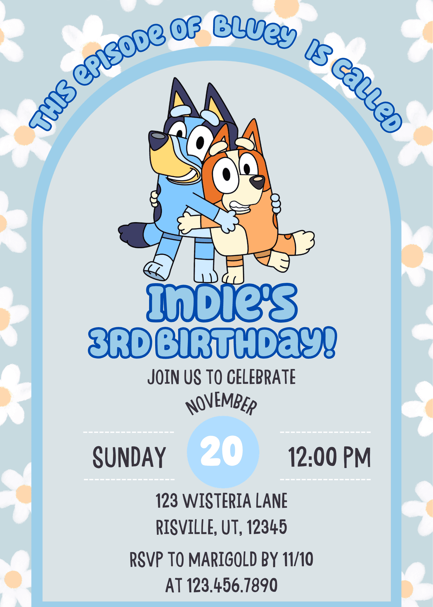 Bluey Birthday Invitation Canva Template - Editable 5x7 Digital Invite (Ref: BLY-INV-08)
