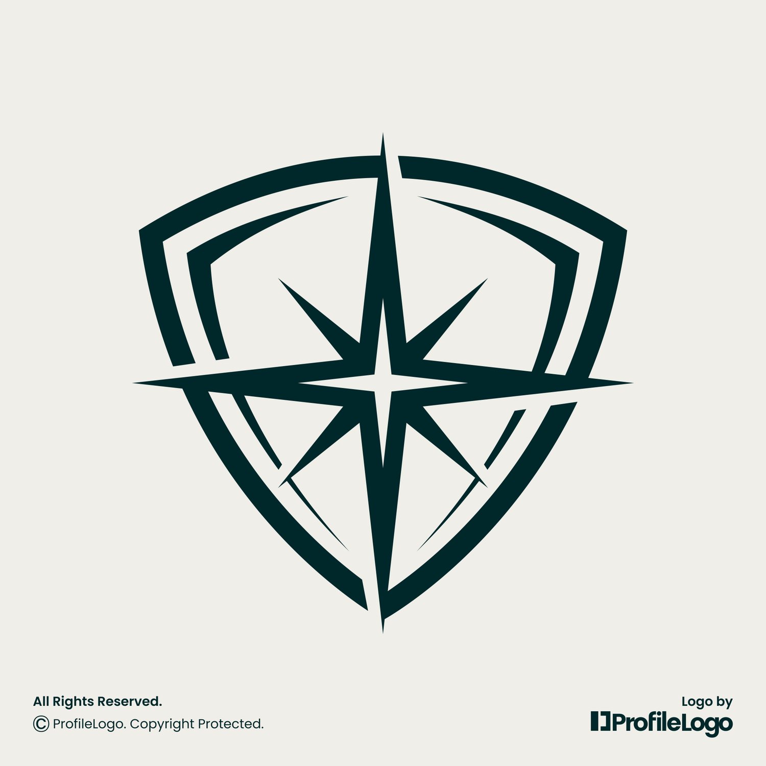 Shield security star sparkle logo for sale by ProfileLogo with light background