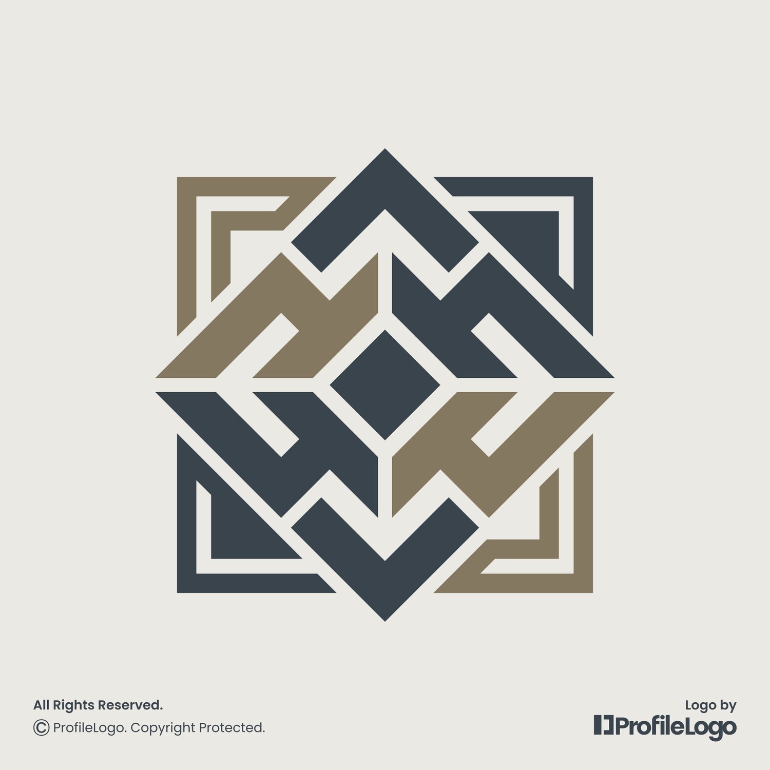 Luxury geometric abstract square logo for sale by ProfileLogo with light background