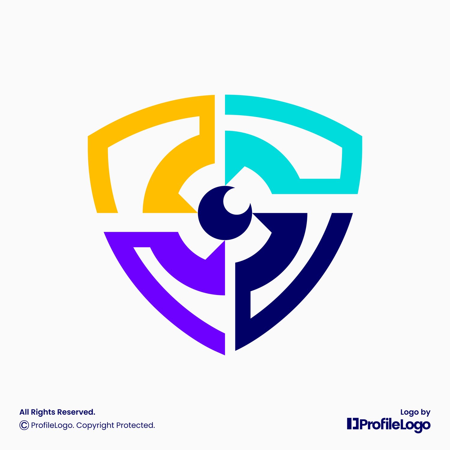 Cyber technology lens shield logo for sale by ProfileLogo with light grey background