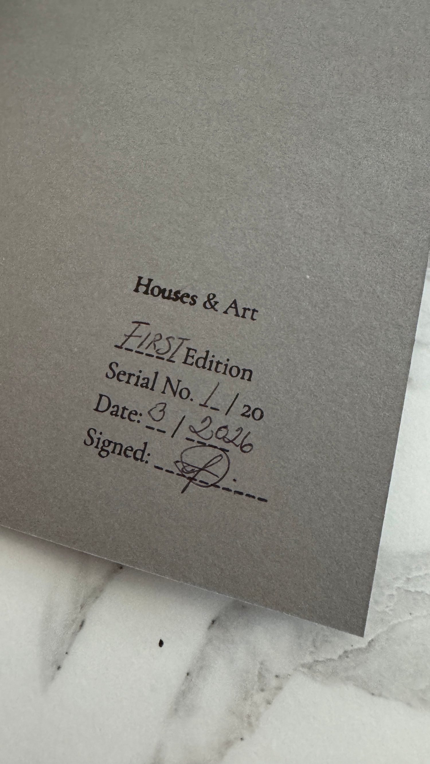 Limited edition signed and numbered page