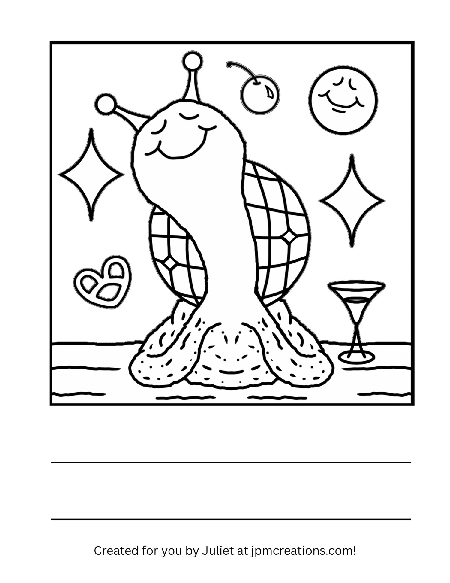 Cute Snail New Year's Shell-ebration Coloring Page (Letter Size)