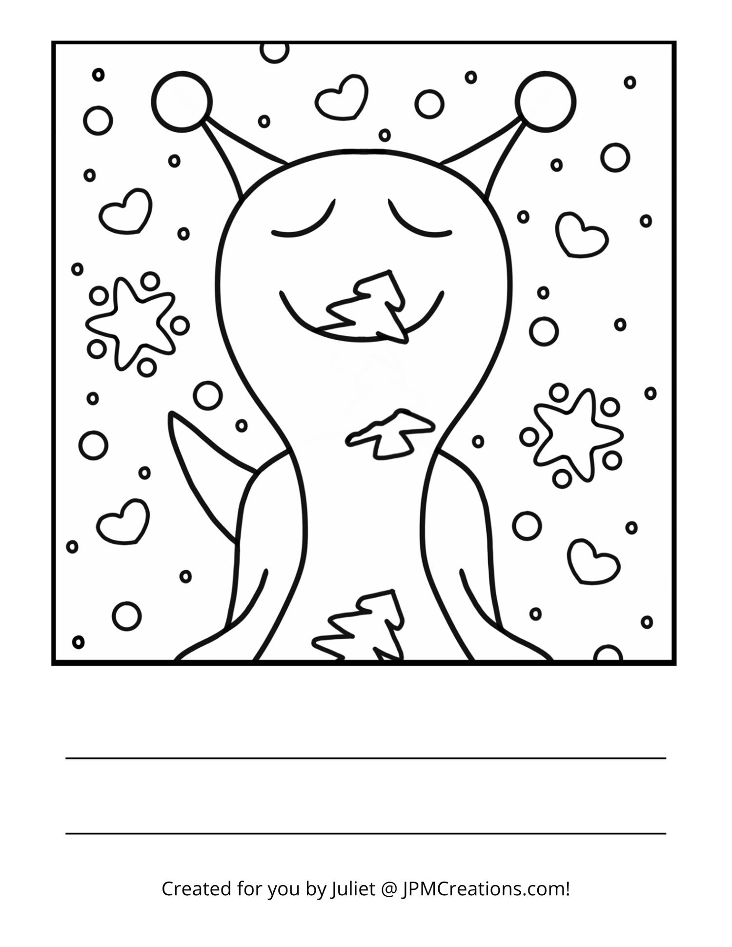 Cute Snail With Christmas Cookies, Hearts And Stars  Coloring Page (Letter Size)