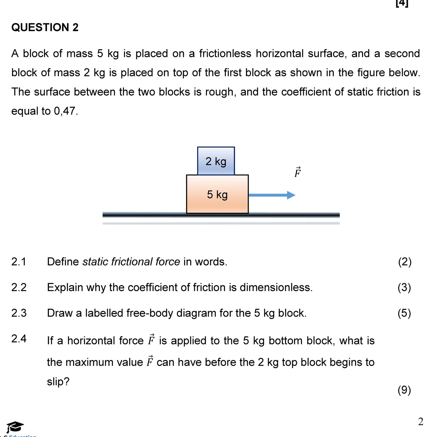 Higher-order Newton’s Laws of Motion calculations and application questions for Grade 11 Physical Sciences
