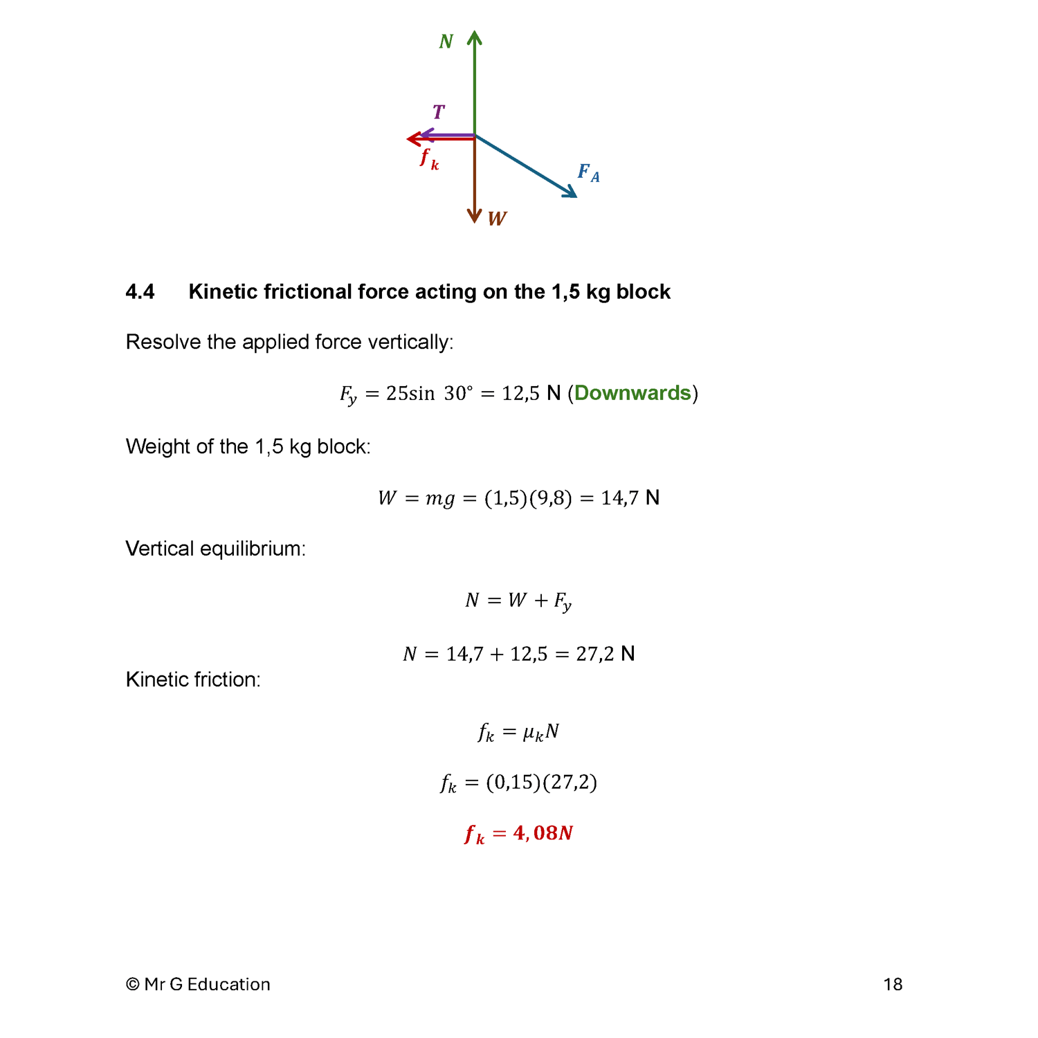 Fully worked solutions for Newton’s Laws of Motion Grade 11 Physical Sciences revision questions