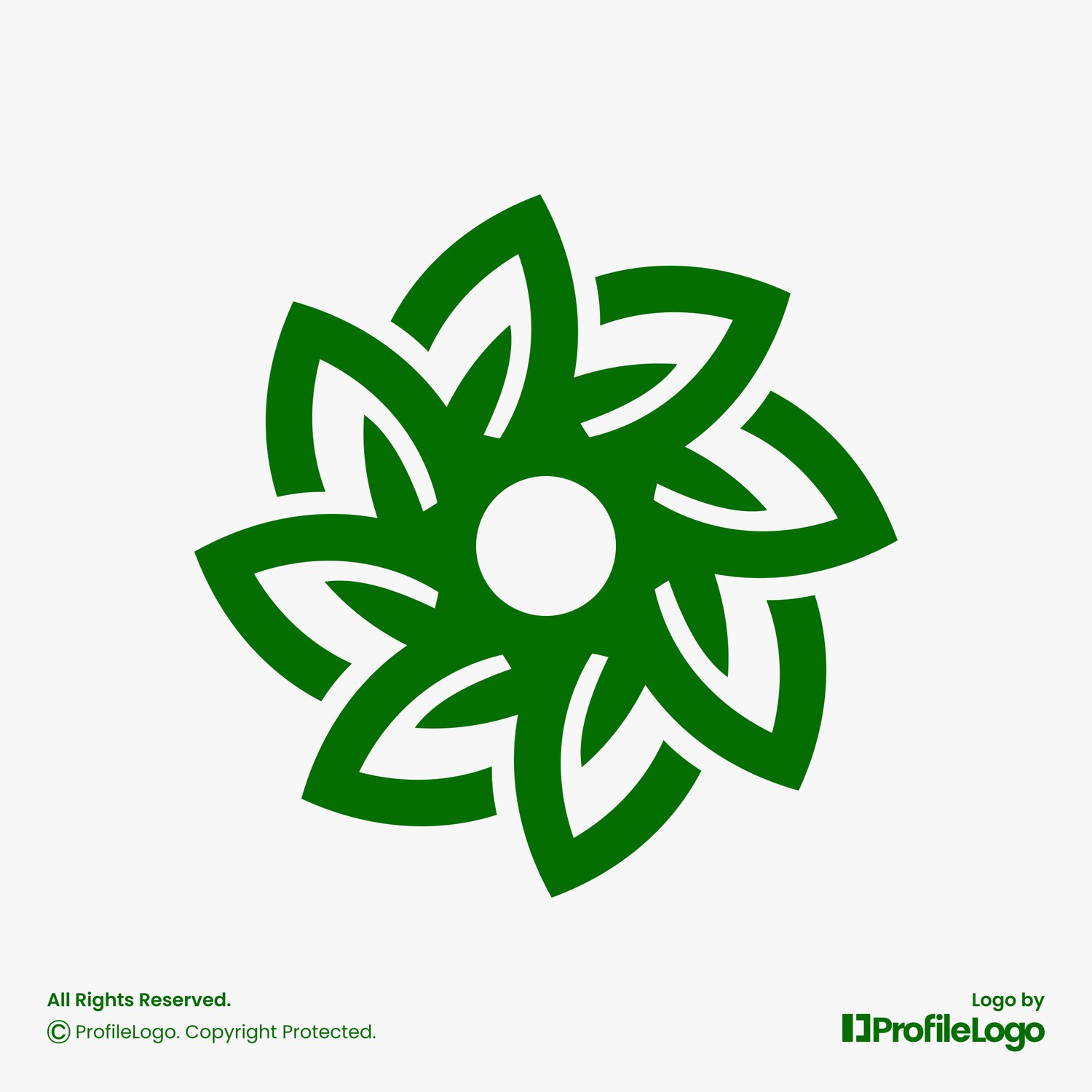 Green eco leaf circle letter O logo for sale by ProfileLogo with light grey background