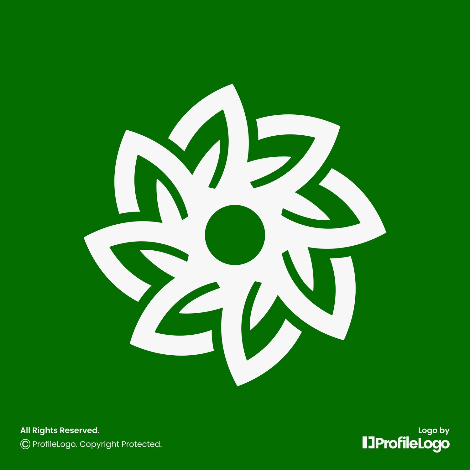 Green eco leaf circle letter O logo for sale by ProfileLogo with green background
