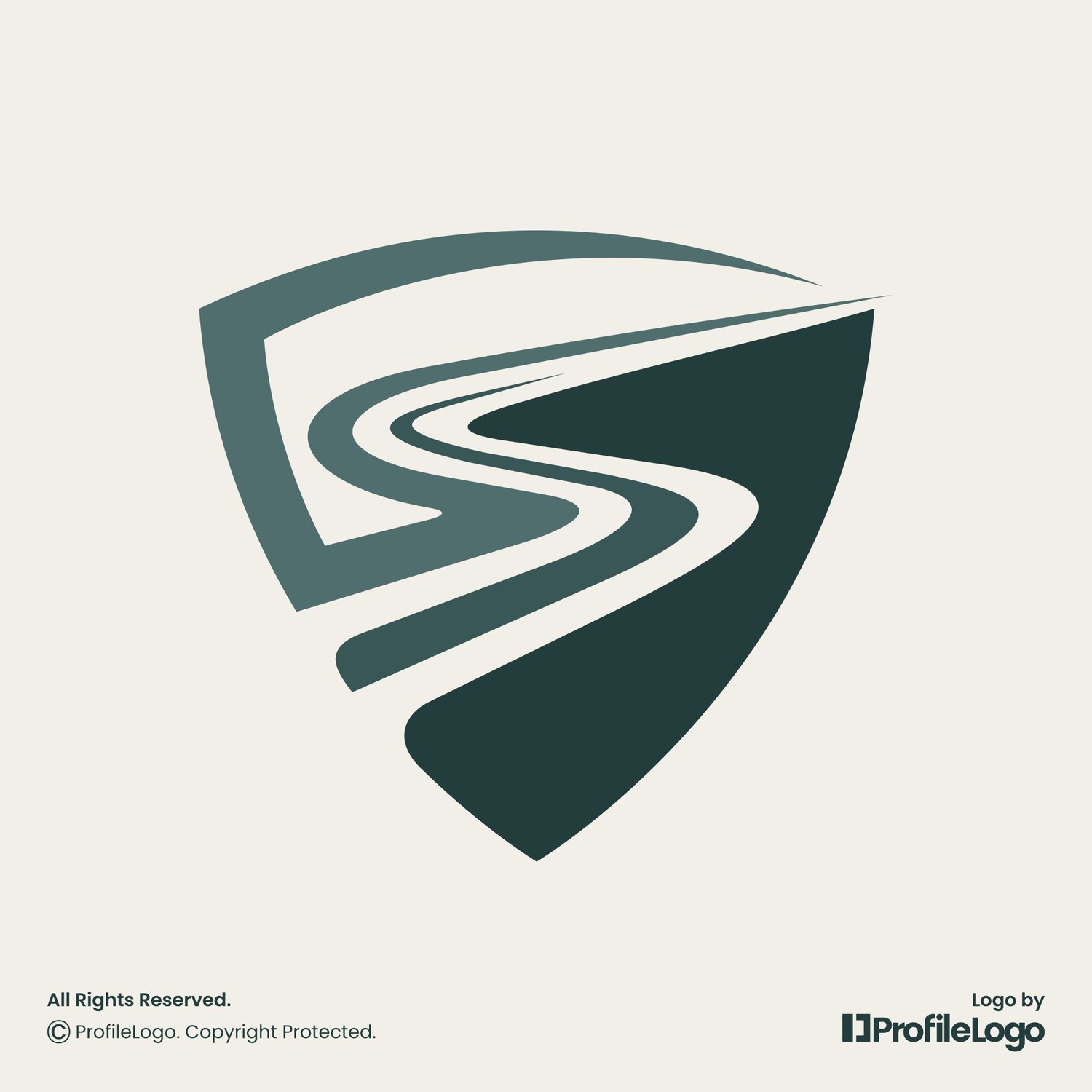 Winding road shield letter S logo for sale by ProfileLogo with light background