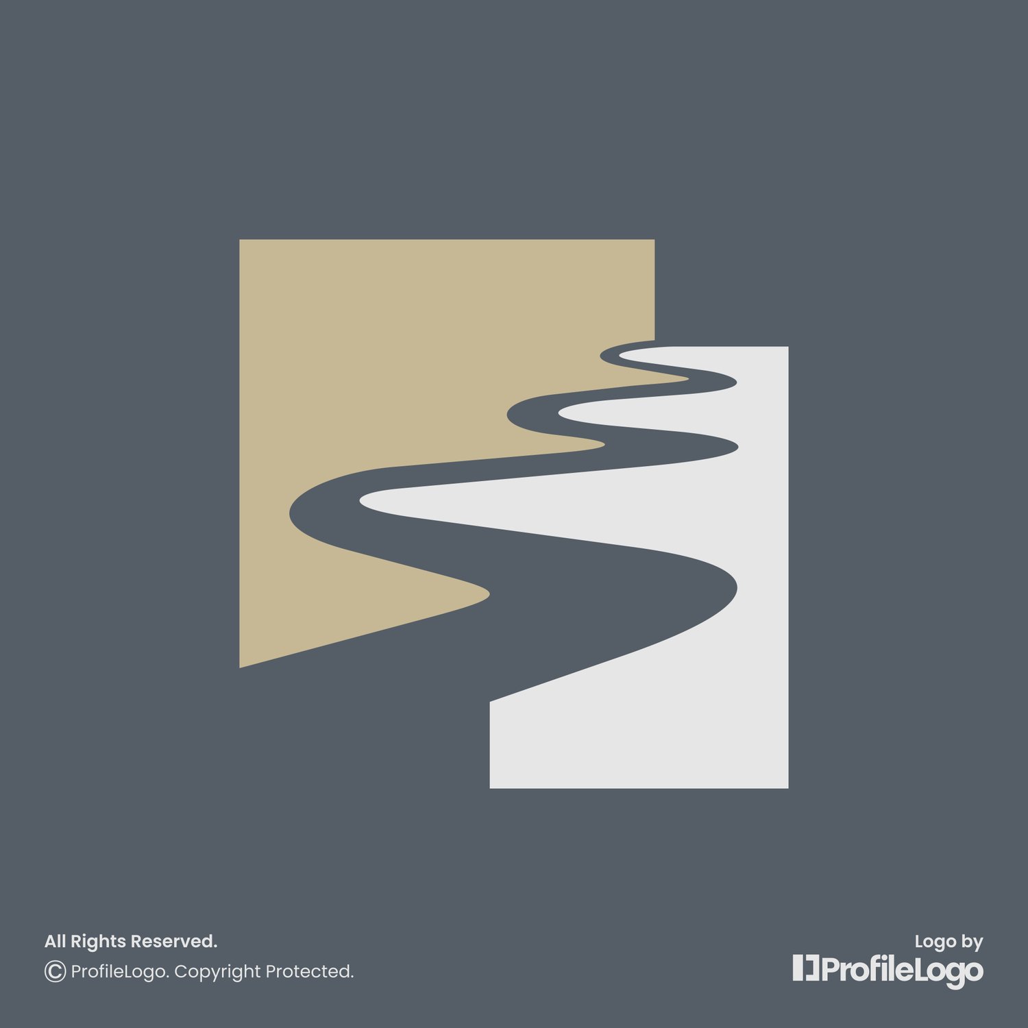 Winding road path journey logo for sale by ProfileLogo with dark background