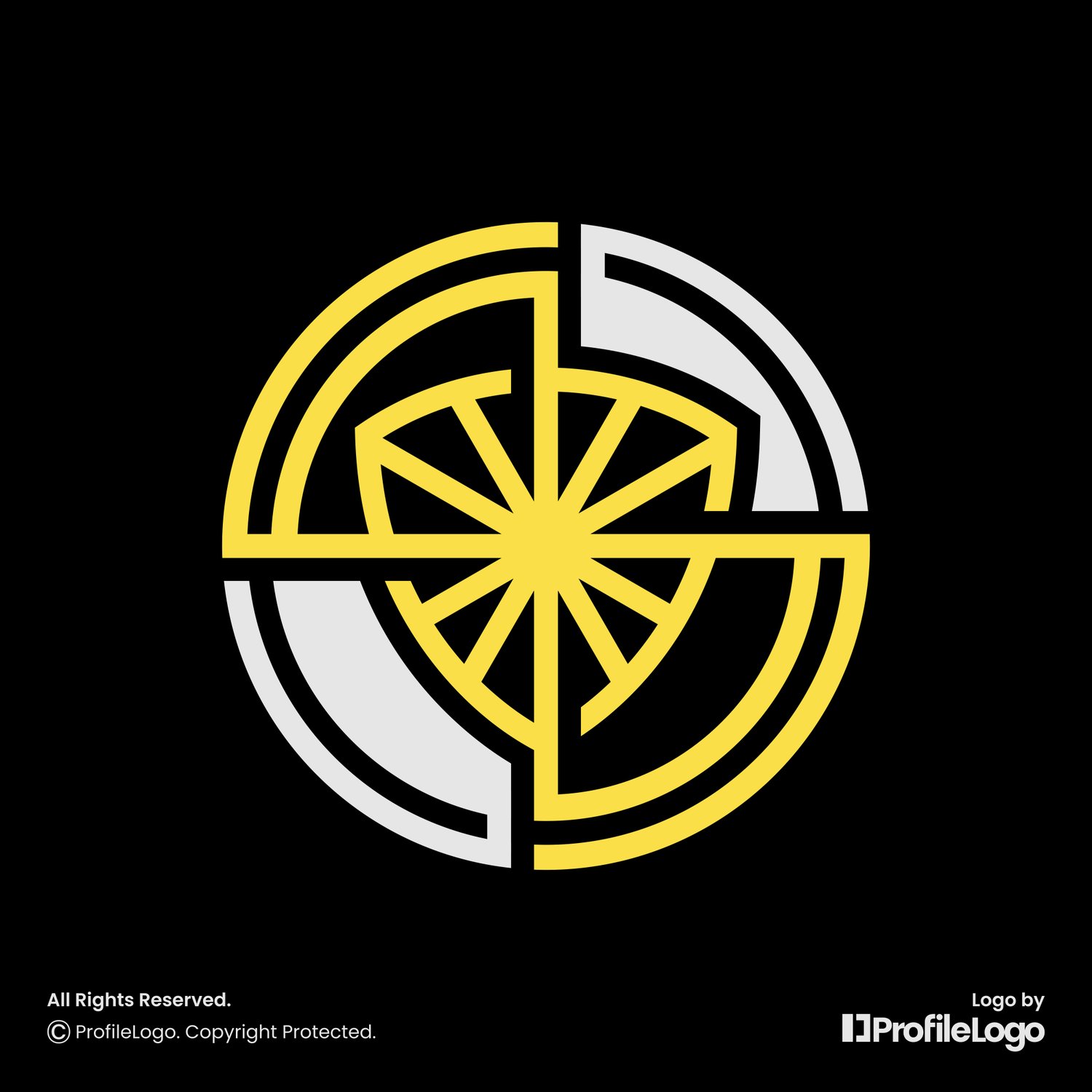 Technology sun shine shield logo for sale by ProfileLogo with black background