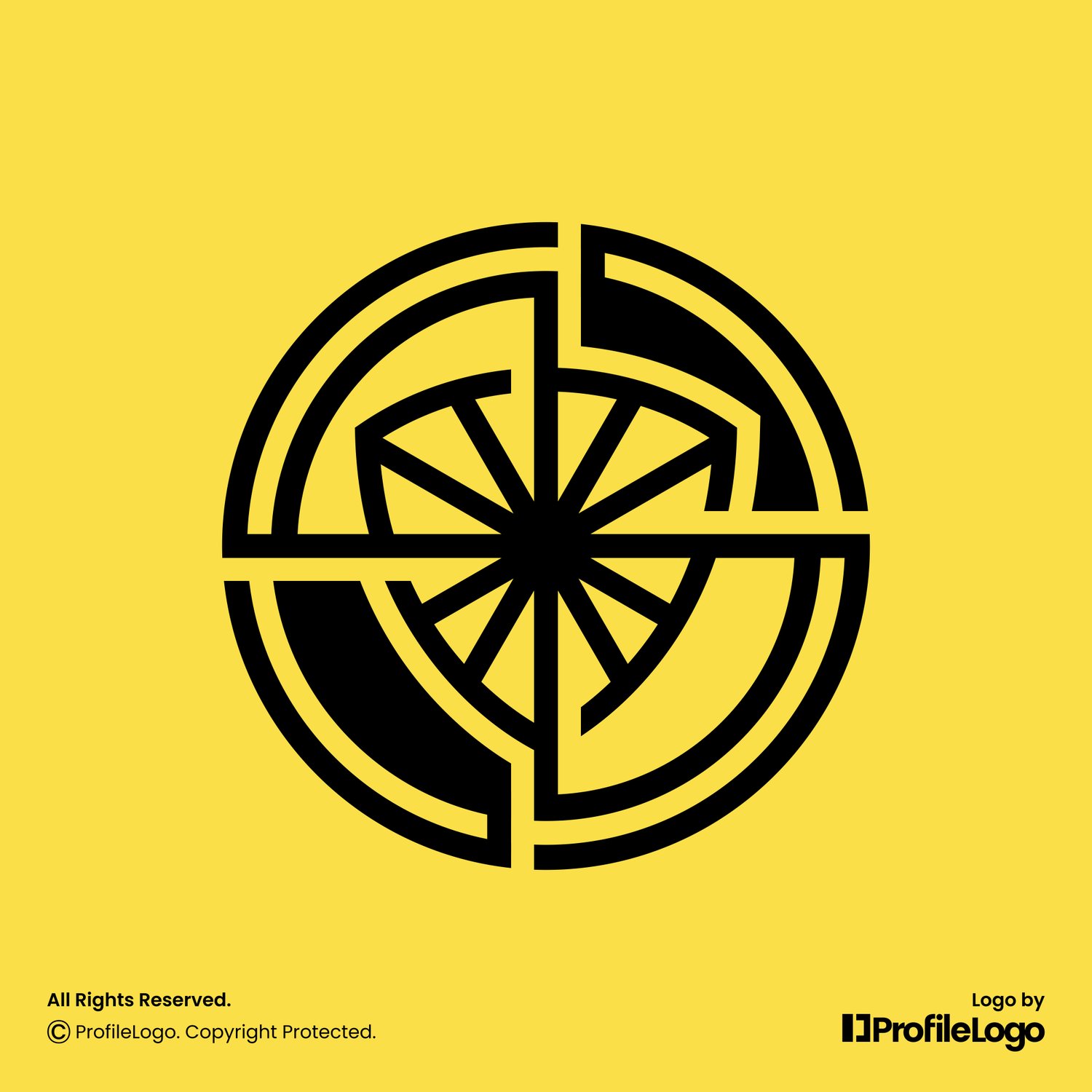 Technology sun shine shield logo for sale by ProfileLogo with yellow background