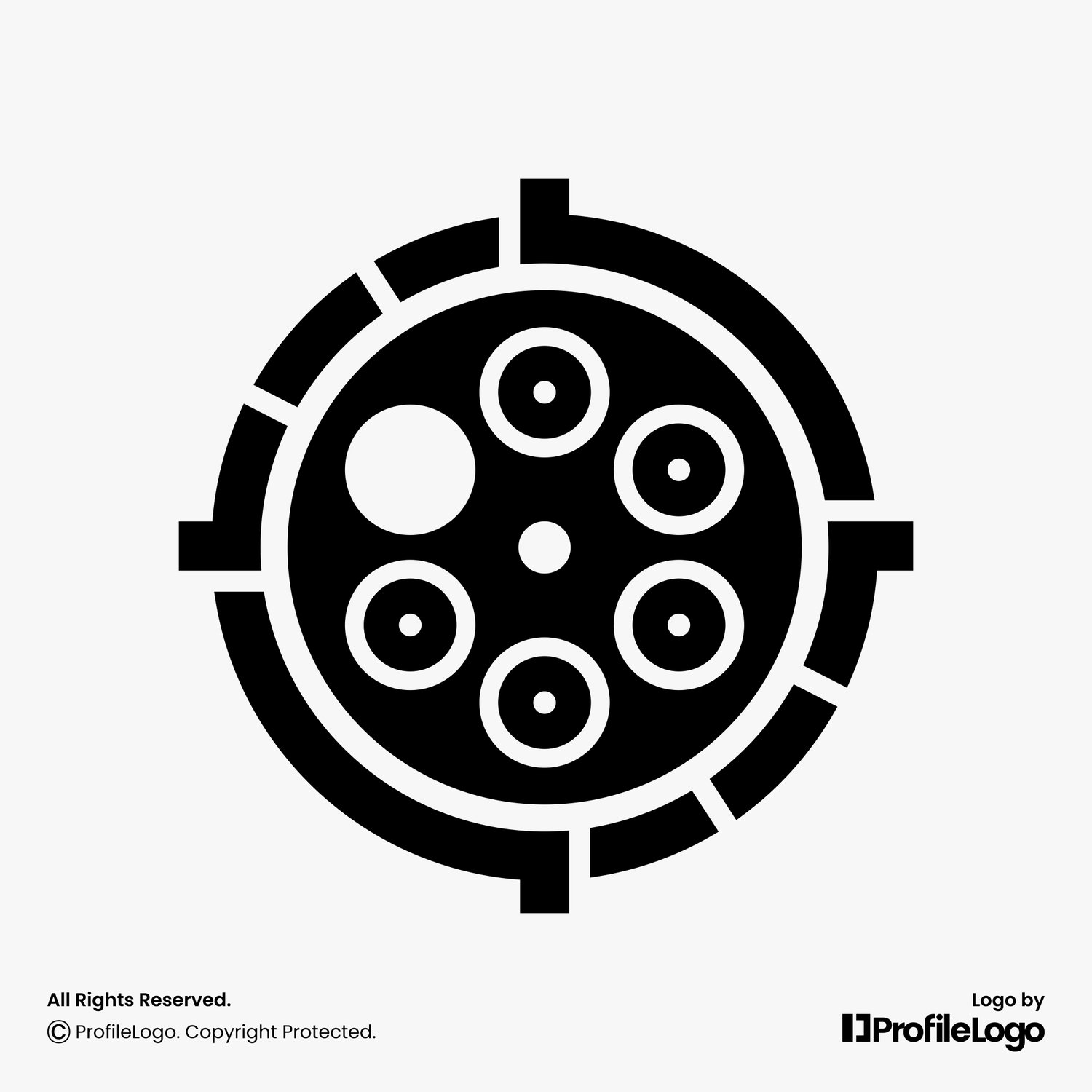 Target gun shooting reload logo for sale by ProfileLogo with light grey background