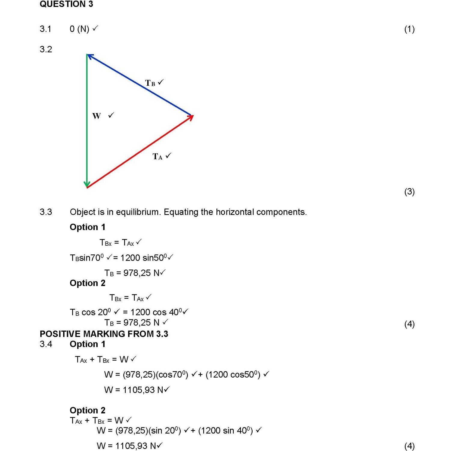 Worked solutions and memorandum for Grade 11 Physical Sciences revision test on forces and gravitation