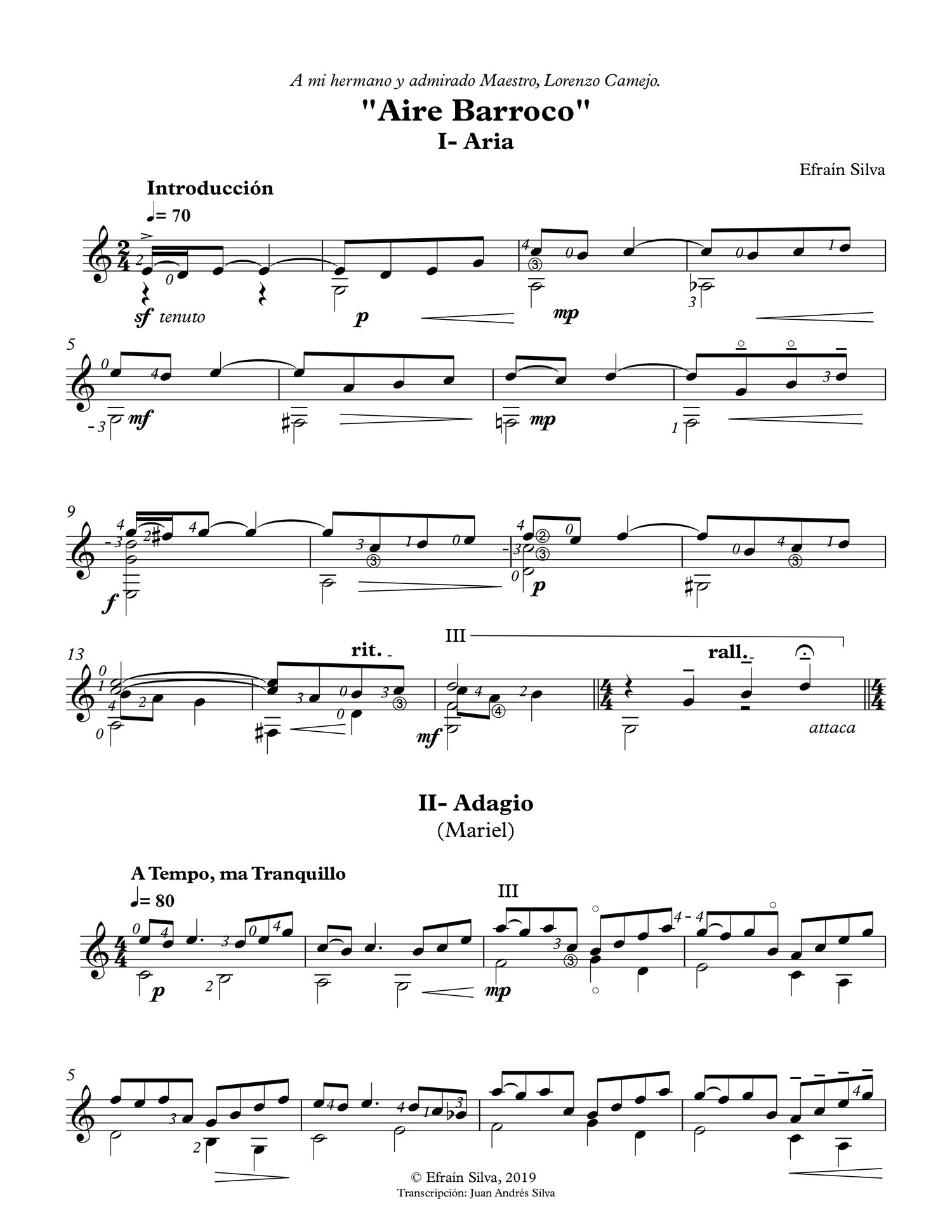 Aire Barroco, Efrain Silva, Lorenzo Camejo, Solo Guitar, Guitarra Sola, Baroque Style, Latin American Guitar, Aria y Gallarda, Arpa Aragüeña, Arpa Tuyera, Venezuelan Music, Sheet Music, Partituras