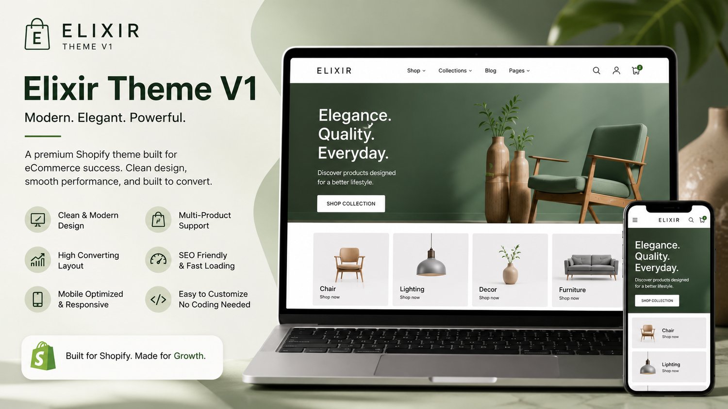 Elixir Theme V1 Shopify latest version Theme comparison for Shopify stores
