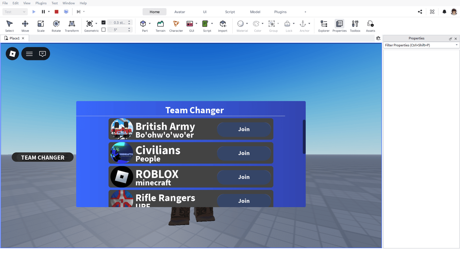 Roblox team changer system