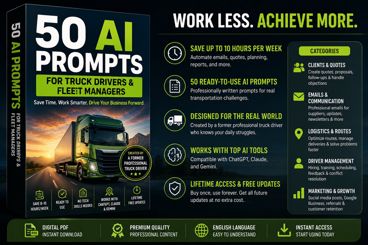 50 AI Prompts for Truck Drivers and Fleet Managers — Transport AI Prompt Pack
