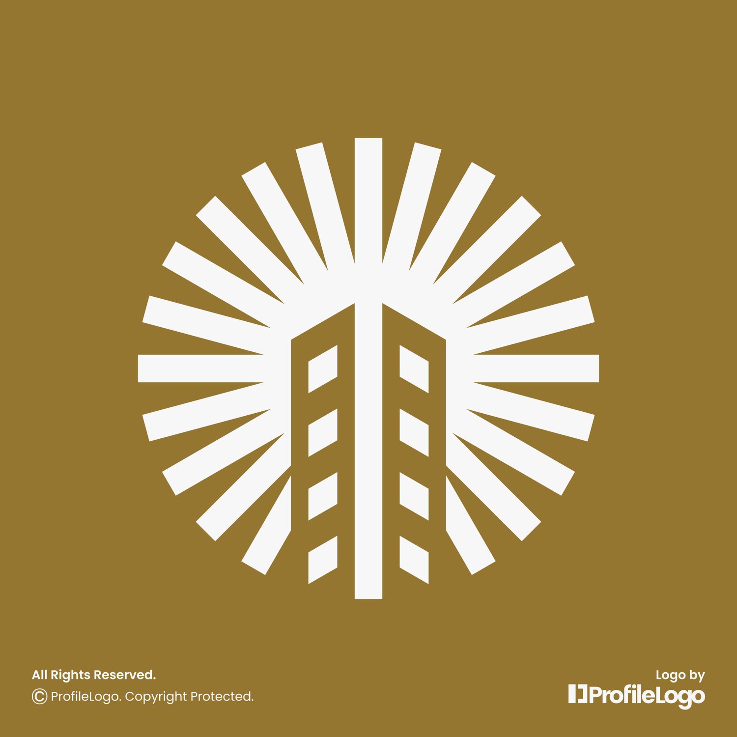 Luxury sun tower building logo for sale by ProfileLogo with color background