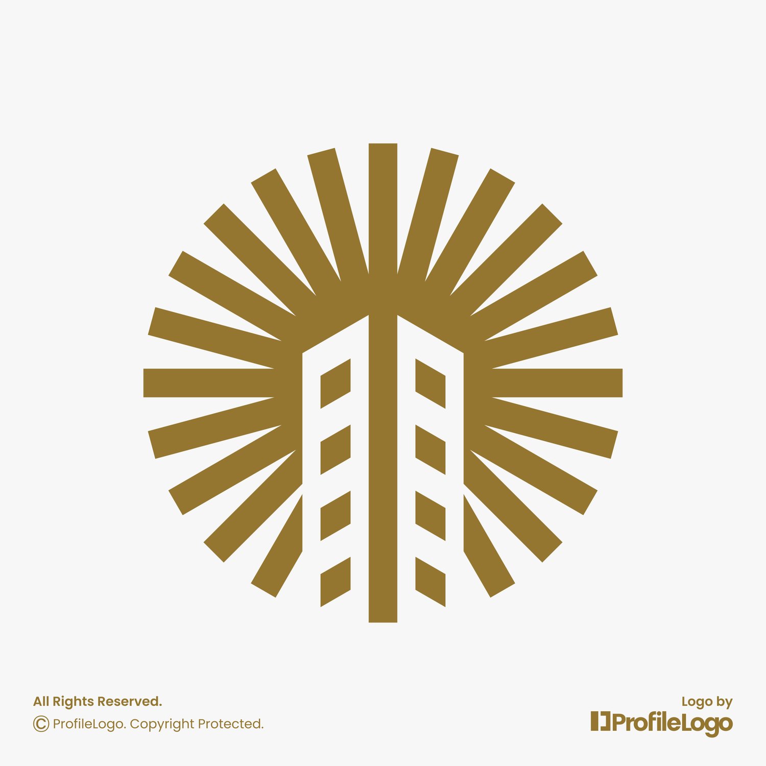Luxury sun tower building logo for sale by ProfileLogo with light grey background