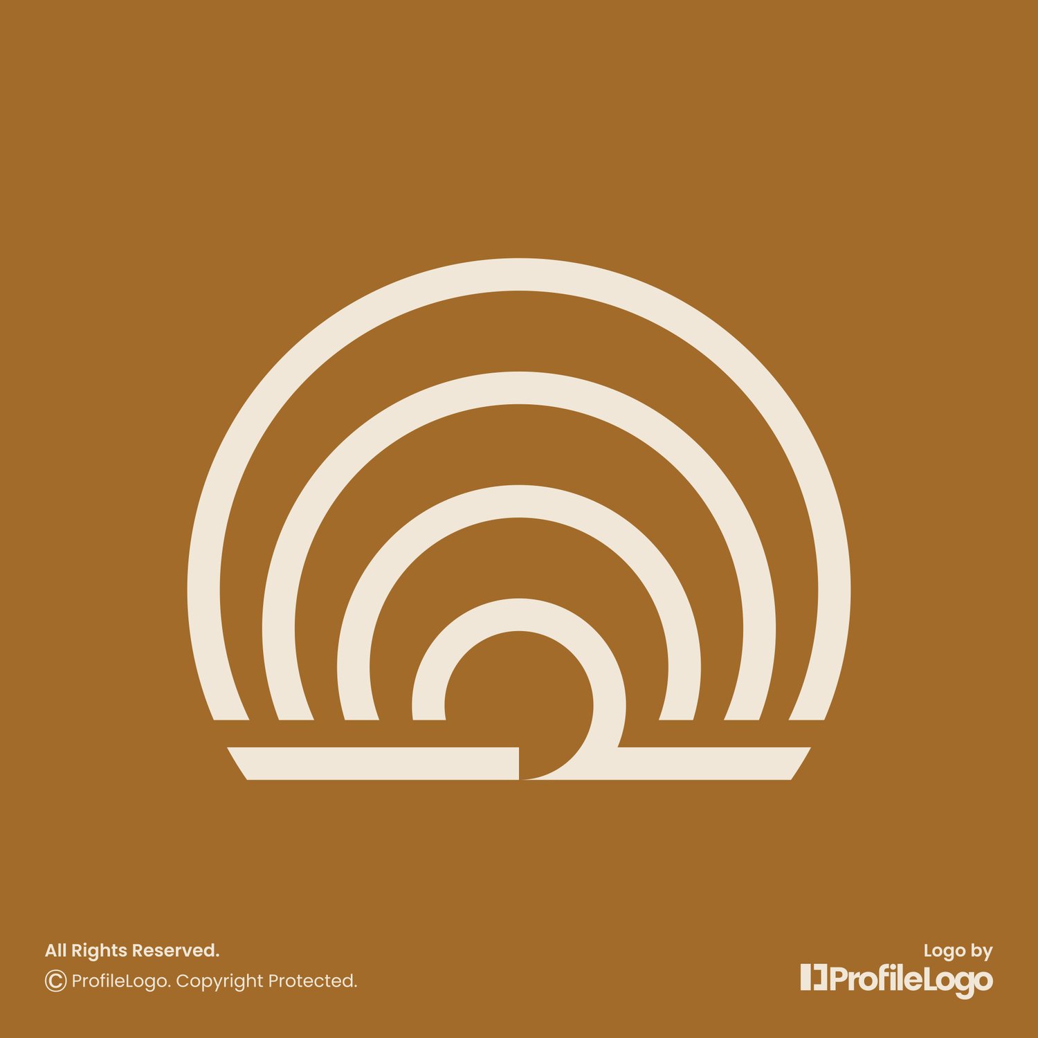 Minimalist line sunset or sunrise logo for sale by ProfileLogo with dark background