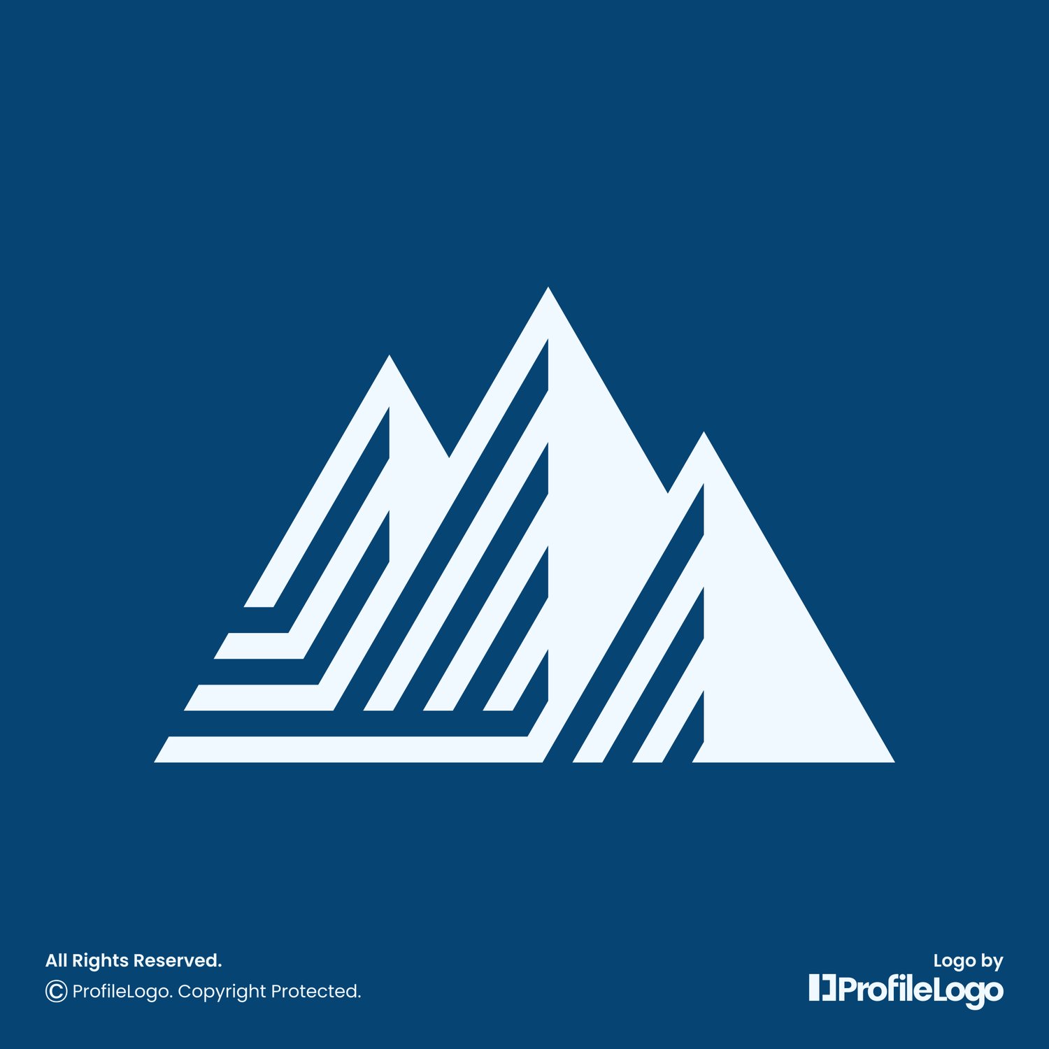 Modern line peak mountain logo for sale by ProfileLogo with dark blue background