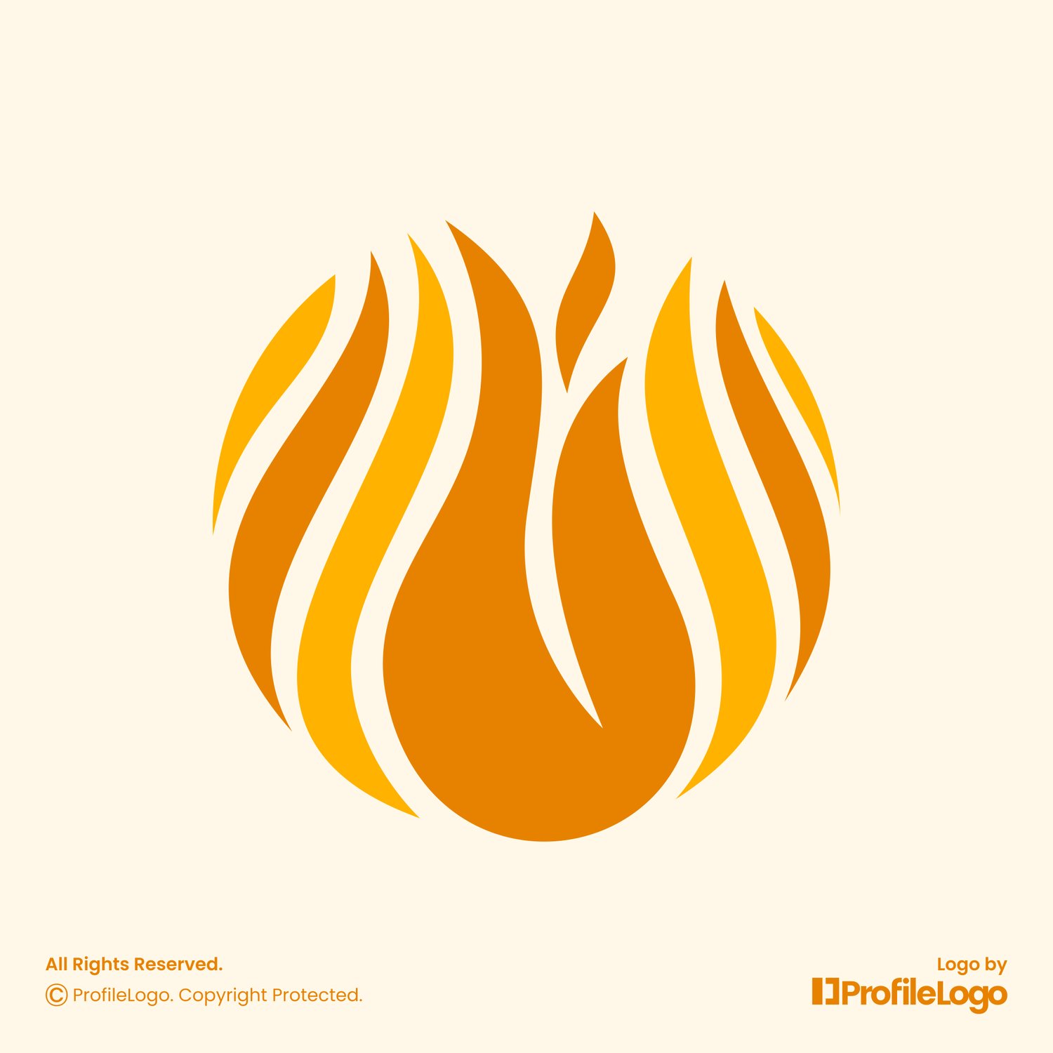 Elegant swoosh line flame fire logo for sale by ProfileLogo with light yellow background