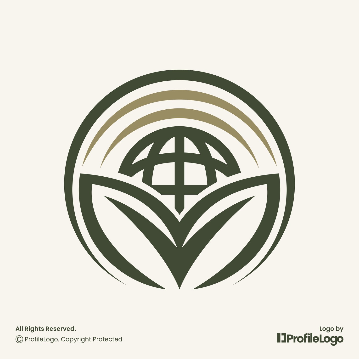 Eco leaf globe nature logo for sale by ProfileLogo with light background