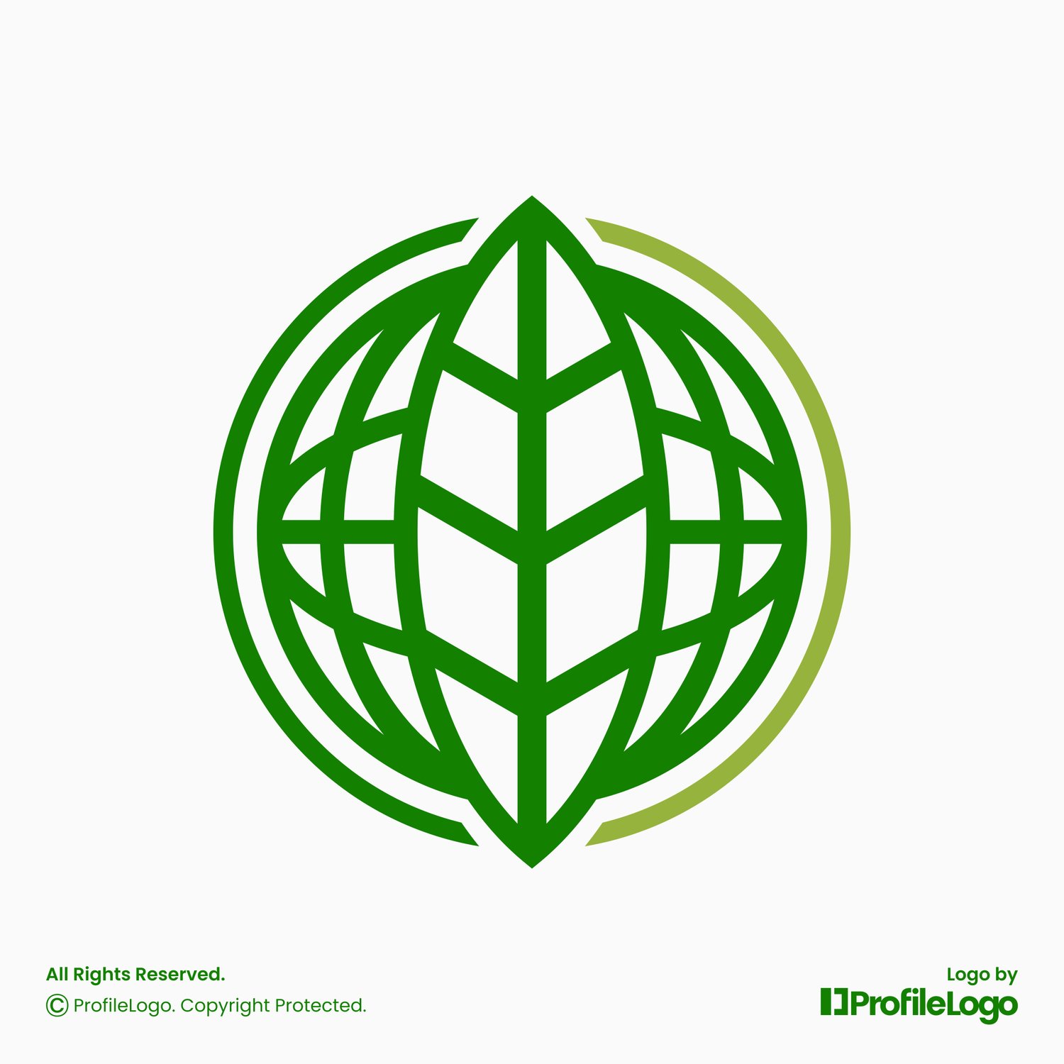 World globe nature eco leaf logo for sale by ProfileLogo with light grey background