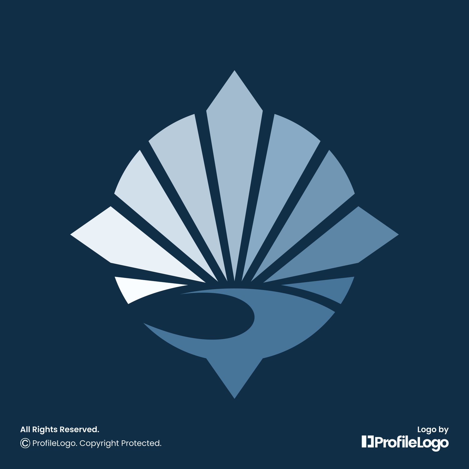Sun rise ocean wave compass logo for sale by ProfileLogo with dark blue background