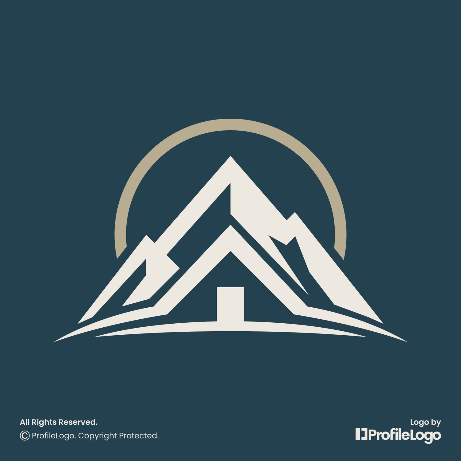 Luxury nature mountain home logo for sale by ProfileLogo with dark blue background
