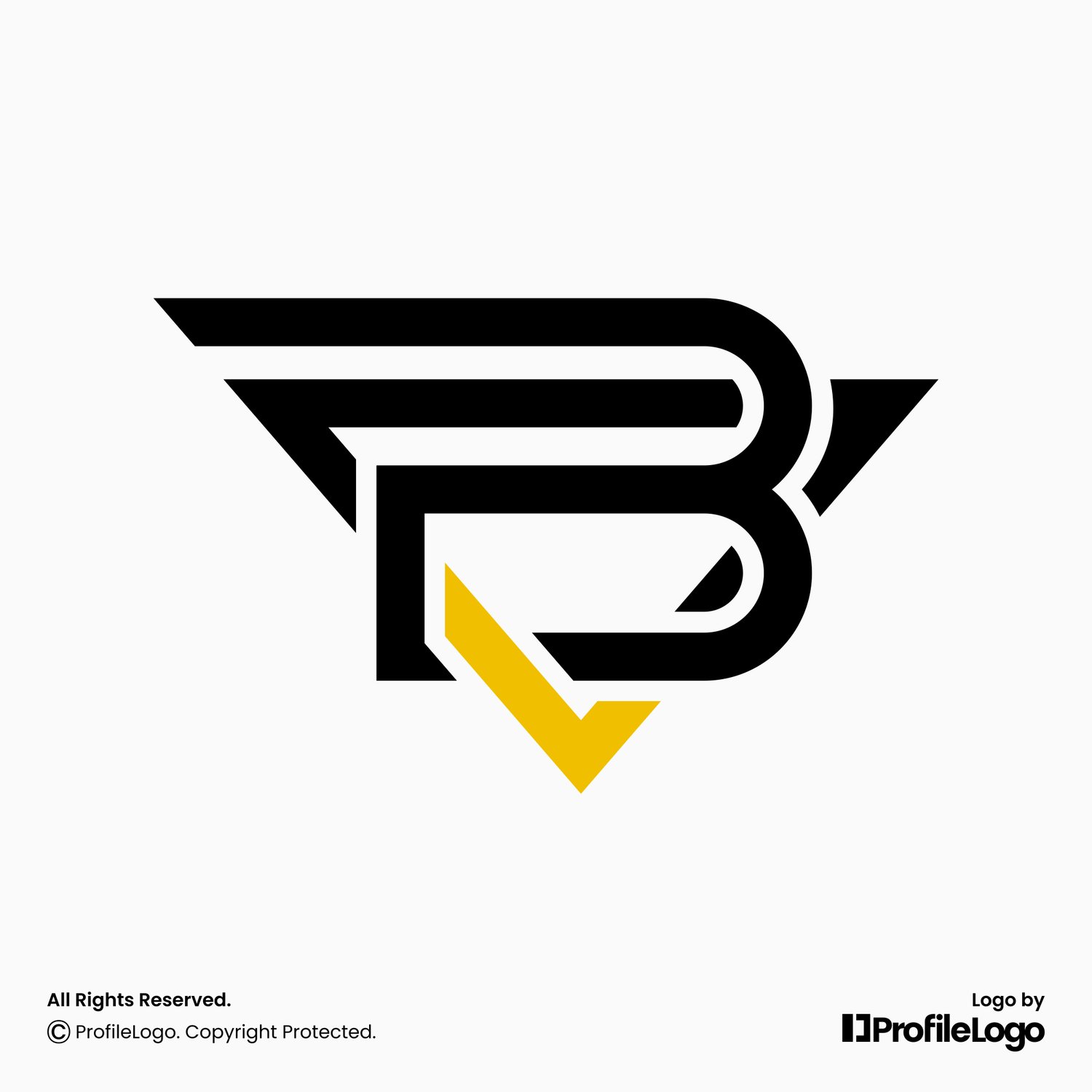 Modern triangle letter B logo for sale by ProfileLogo with light grey background
