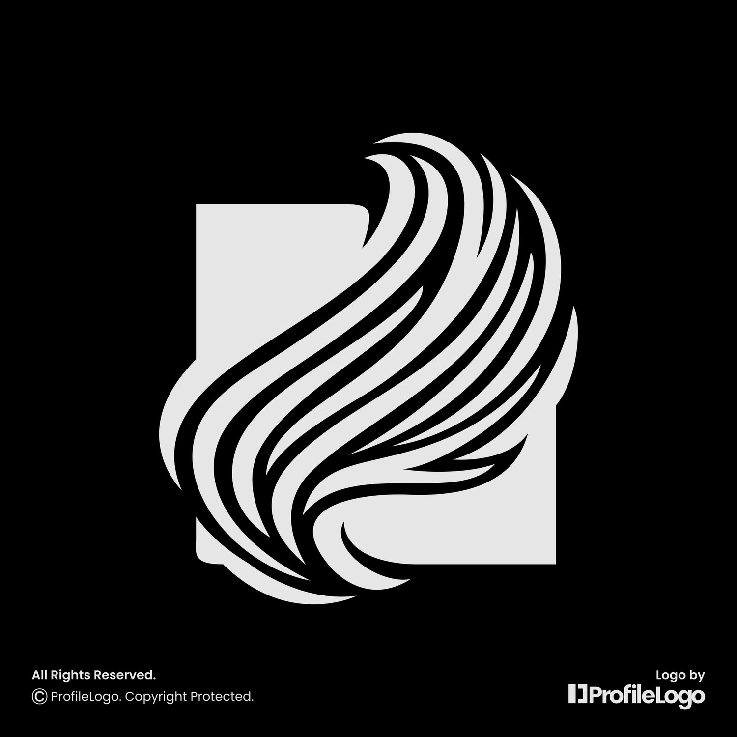 Retro abstract square wing logo for sale by ProfileLogo with black background