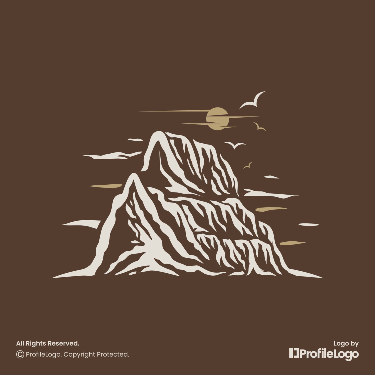Vintage landscape canyon logo for sale by ProfileLogo with dark brown background