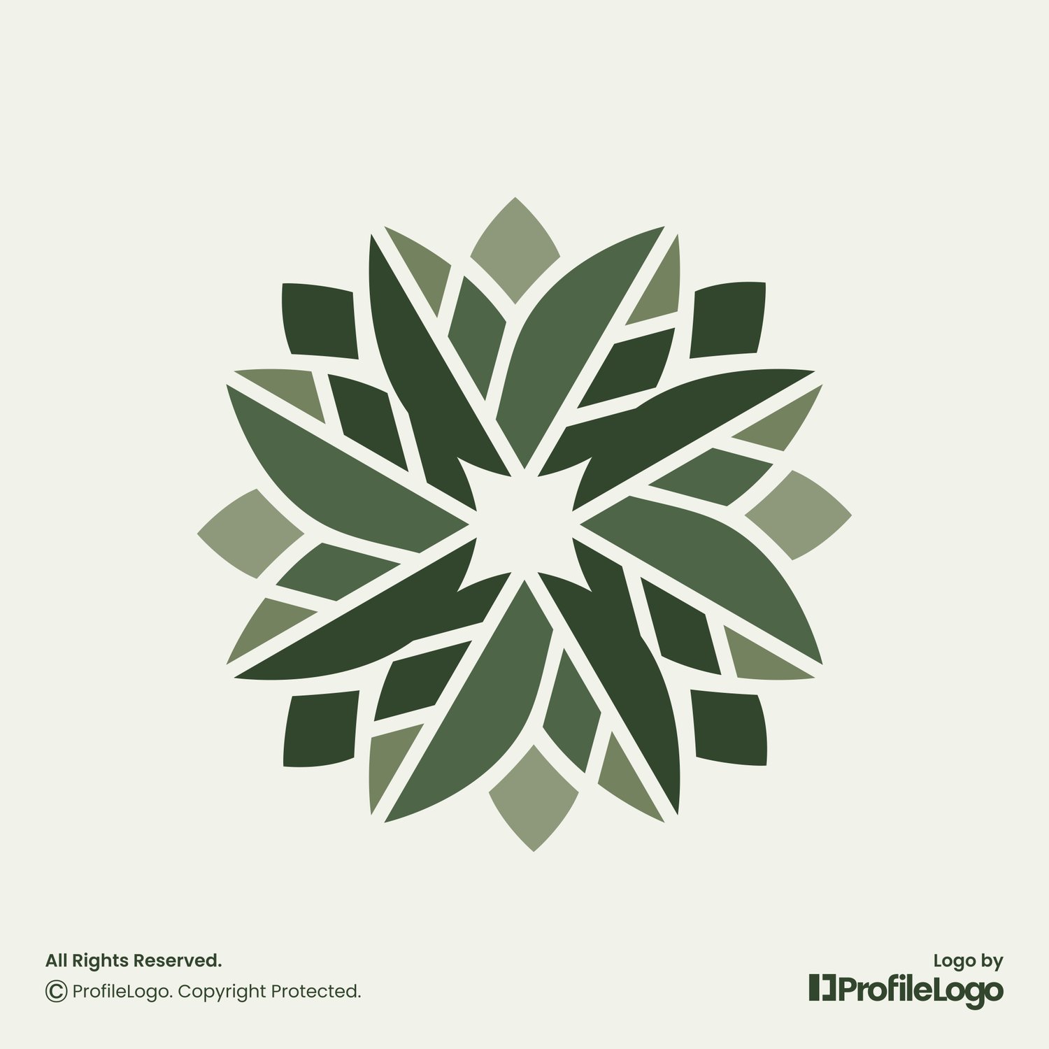 Green nature organic leaf logo for sale by ProfileLogo with light background