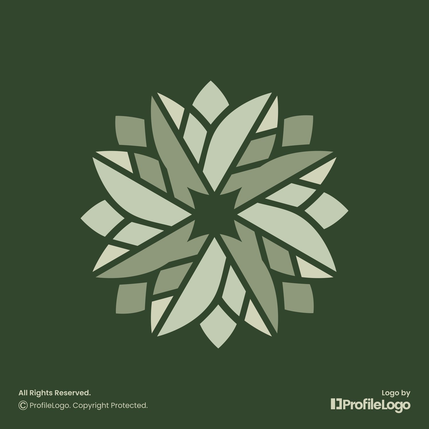 Green nature organic leaf logo for sale by ProfileLogo with dark background