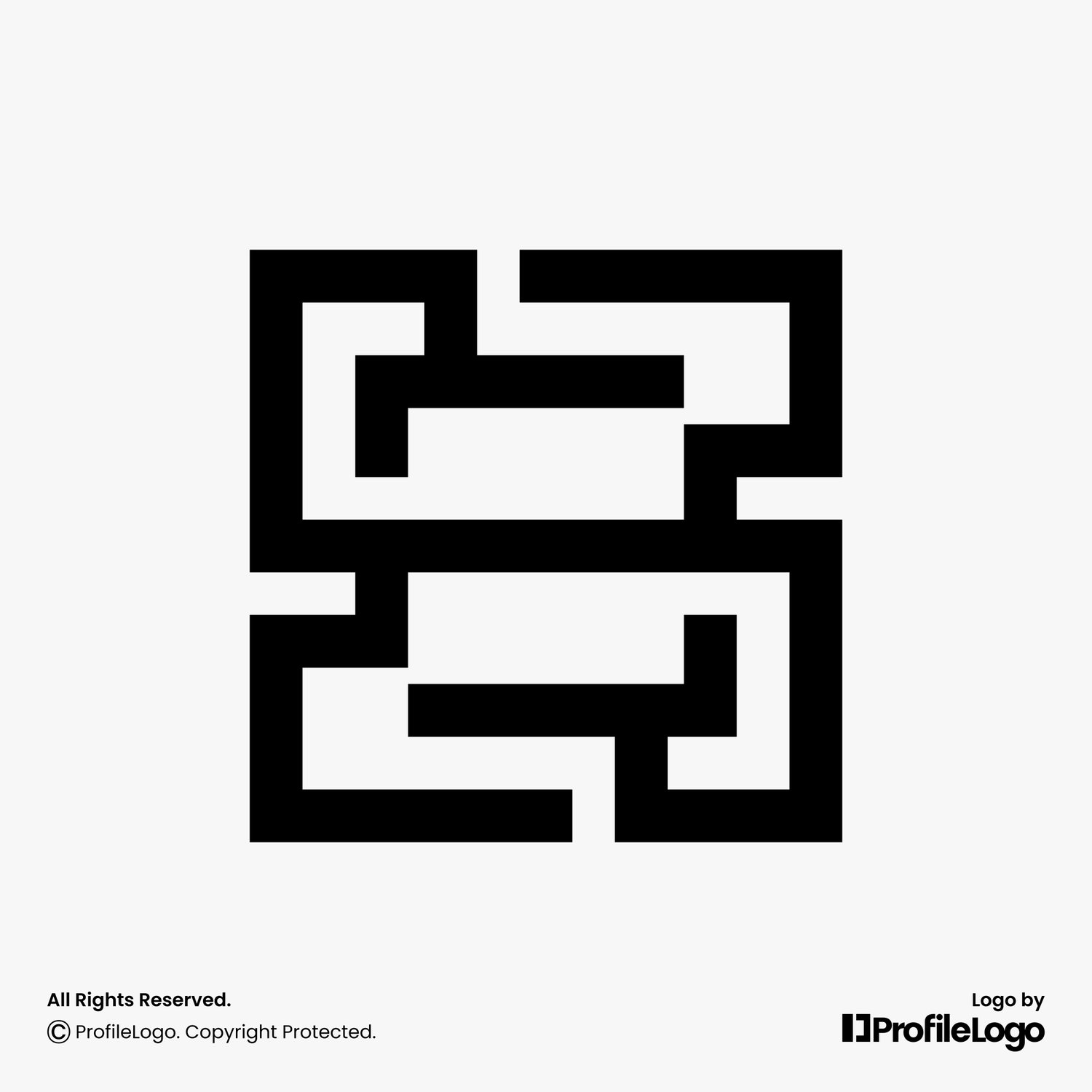 Digital line square letter S logo for sale by ProfileLogo with light grey background