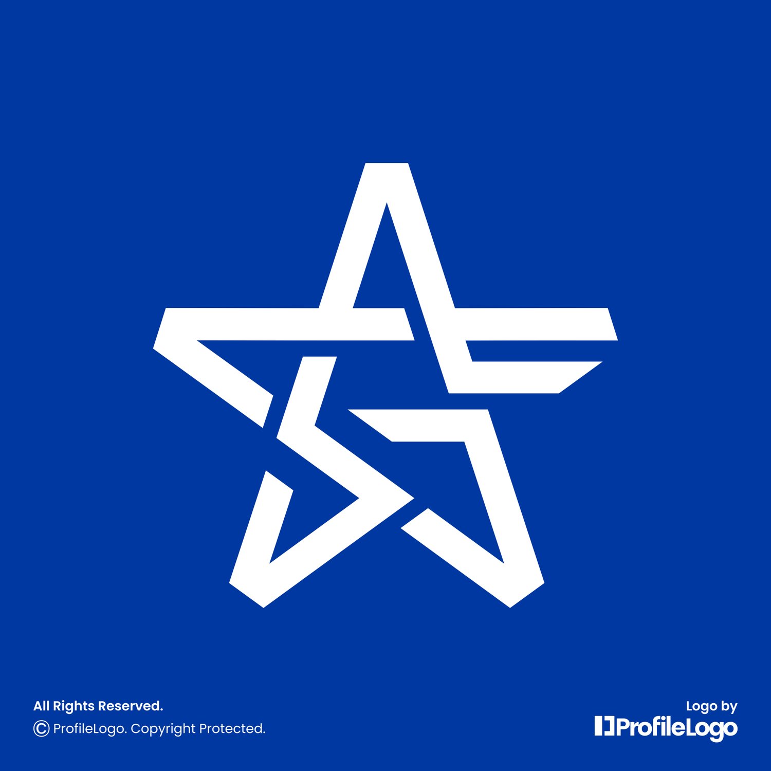 Sparkle star letter GS logo or SG logo for sale by ProfileLogo with blue background