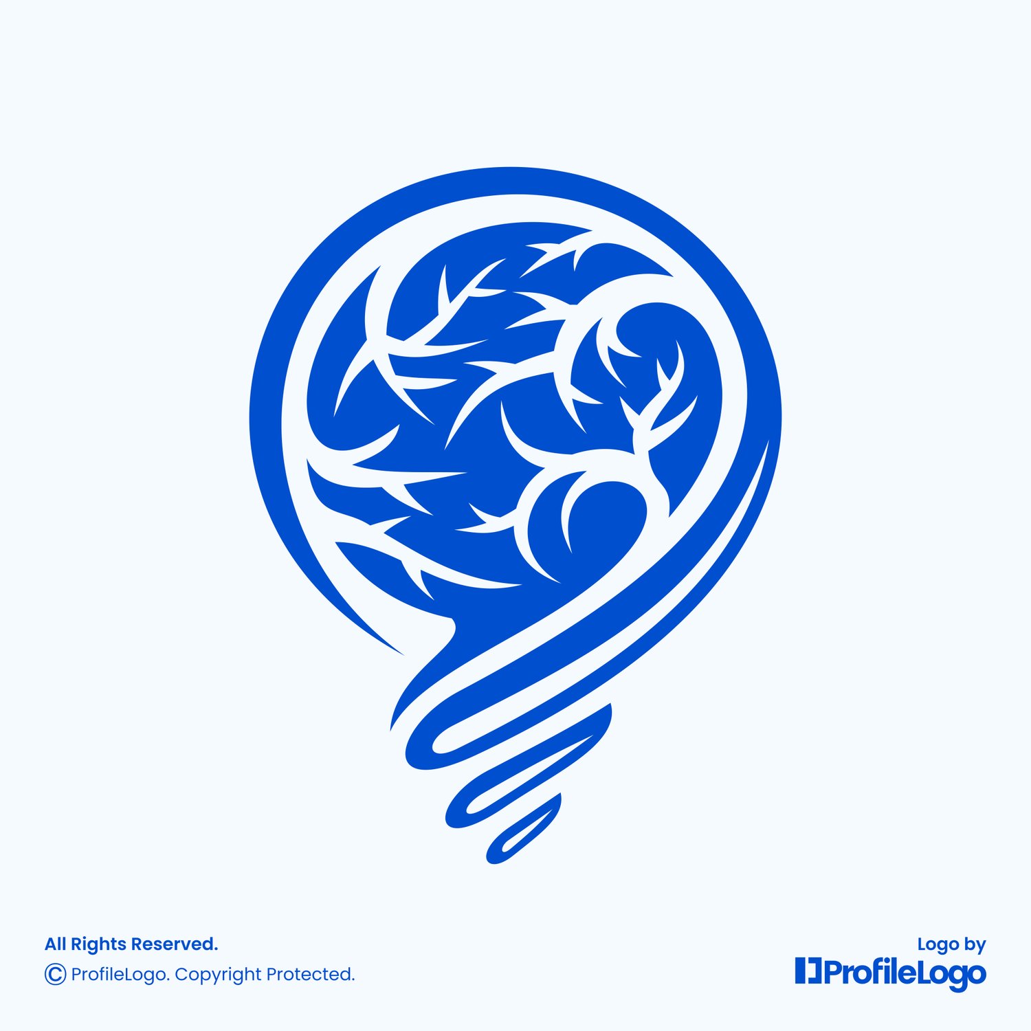 Abstract brain lamp logo for sale by ProfileLogo with light blue background