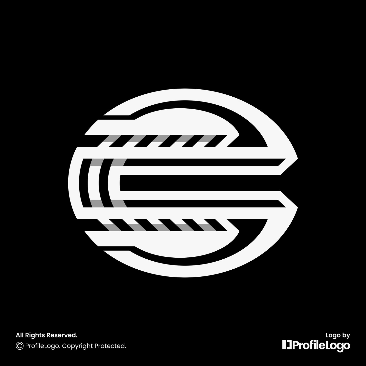 Digital technology letter C logo for sale by ProfileLogo with black background