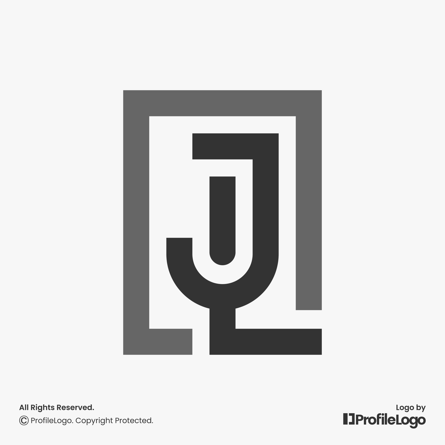 Minimalist abstract letter JL logo or LJ logo for sale by ProfileLogo with light grey background