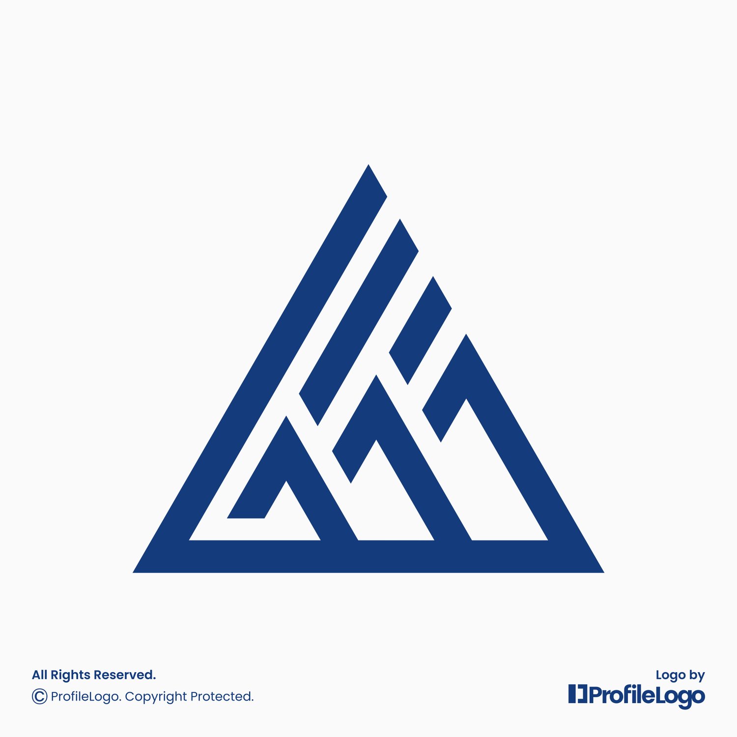 Minimalist abstract line mountain logo for sale by ProfileLogo with light grey background