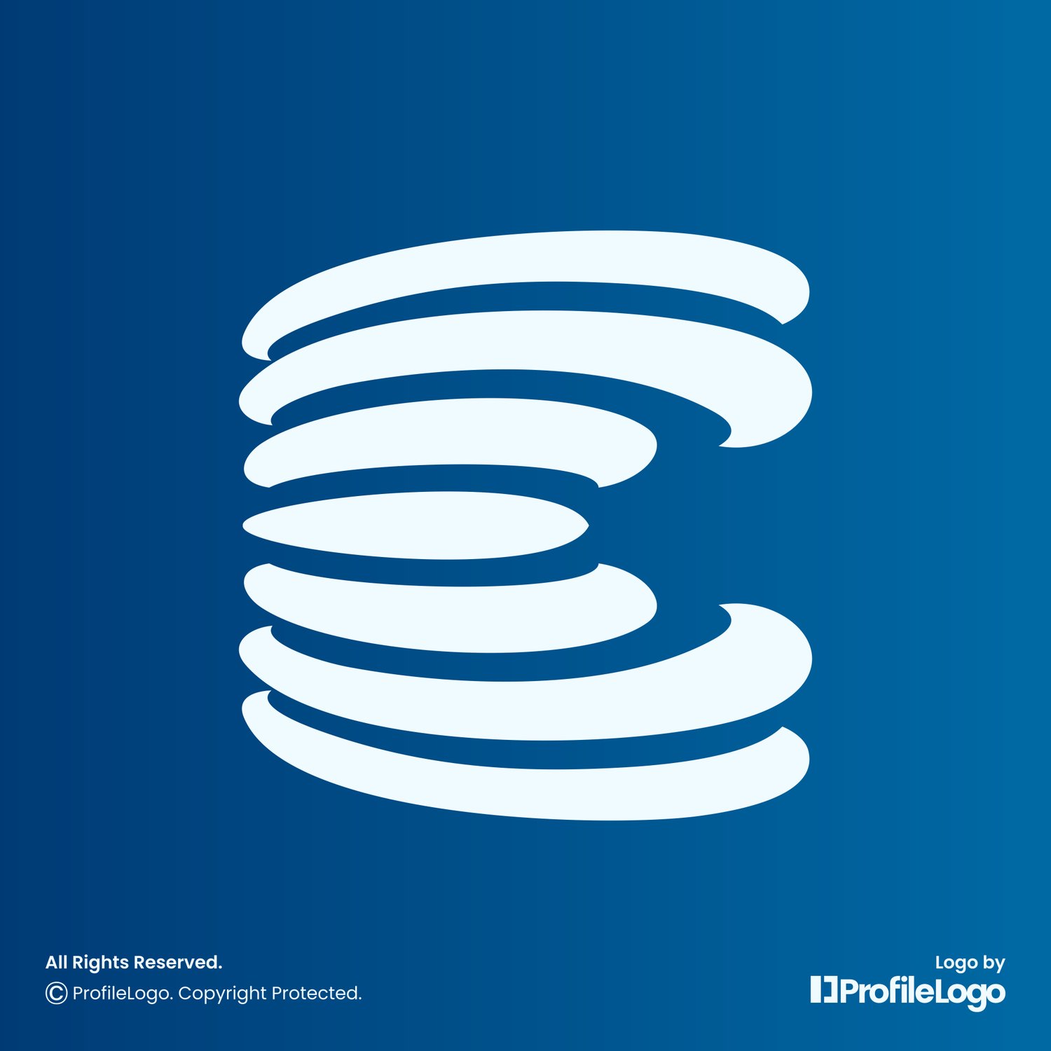 Dynamic line abstract letter E logo for sale by ProfileLogo with dark blue background