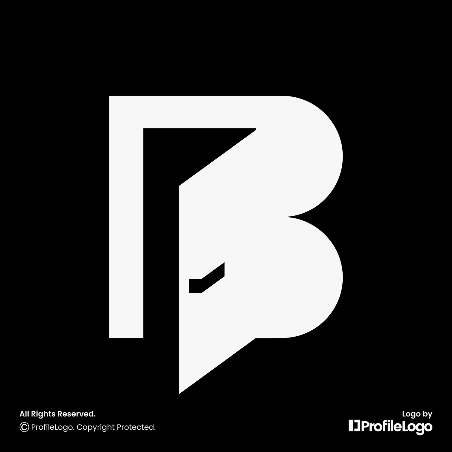 Modern interior door letter B logo for sale by ProfileLogo with black background