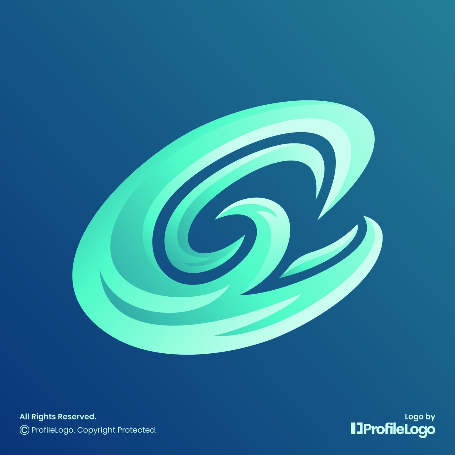 Ocean sea wave letter C logo for sale by ProfileLogo with dark blue background
