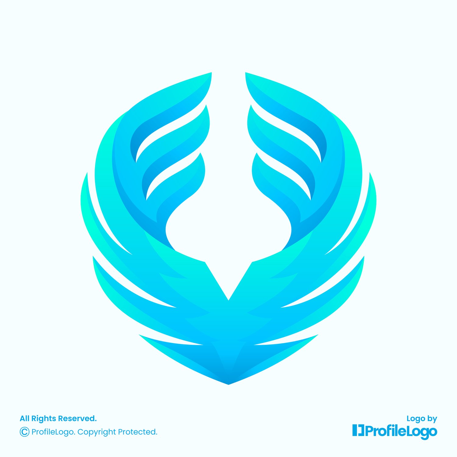 Gradient blue bird wing logo for sale by ProfileLogo with light background