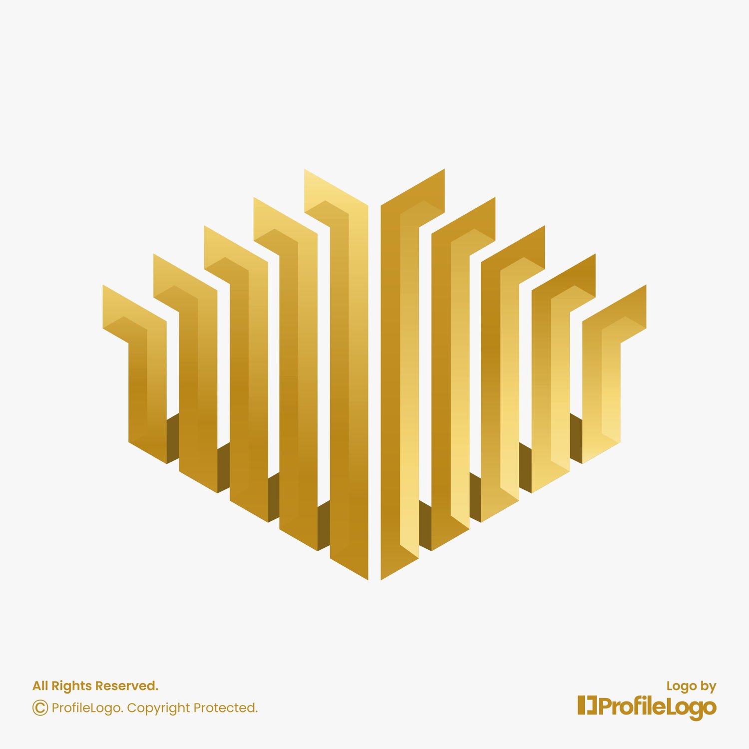 Luxury abstract line building logo for sale by ProfileLogo with light grey background